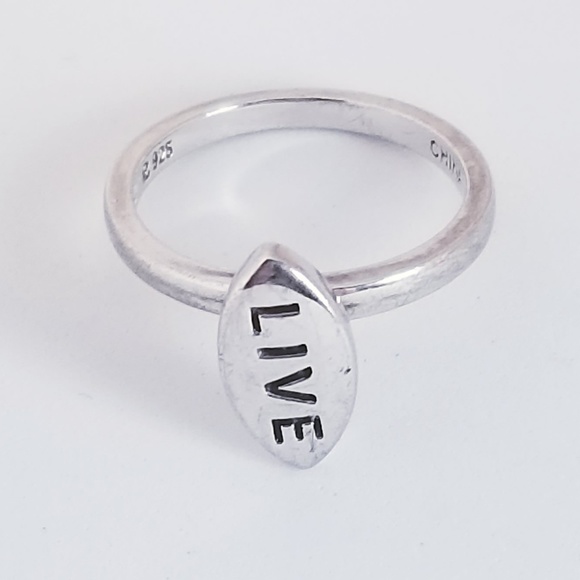 .925 Sterling Silver LIVE Ring Modern Word Size 7 - Picture 2 of 8